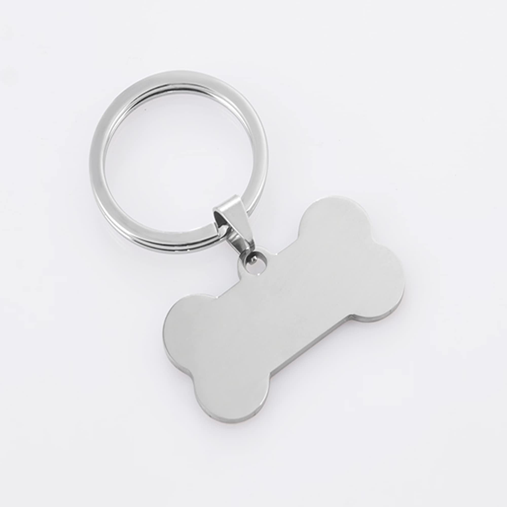 Pet ID Tags 10 Pieces Stainless Steel Silver Stamping Blanks with Hole Metal Puppy Tags 1.5" x 0.7" Bone Metal Charms - Image 4