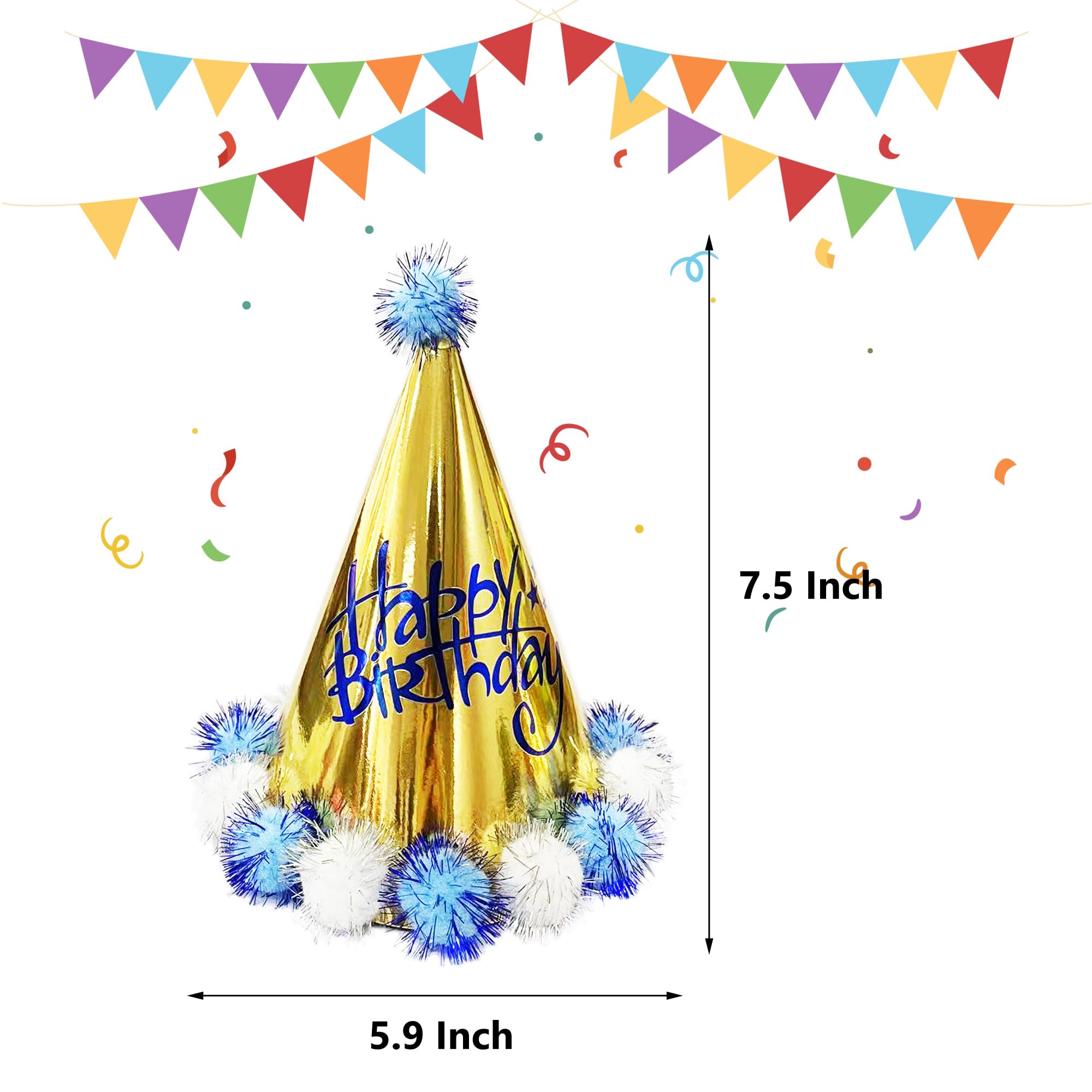 TSJ 10 PCS Happy Birthday Hats Cone Party Hats Birthday Party Hats for Kids Adults - Image 6