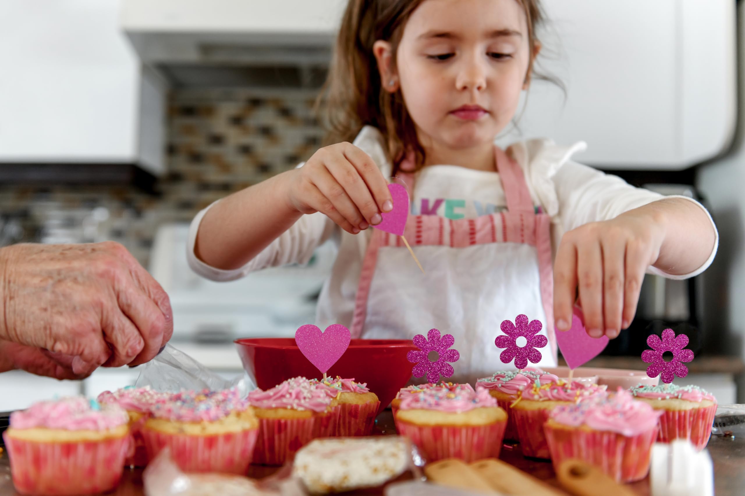 TSJ 16 PCS Heart Cupcake Toppers Glitter Love Cupcake Picks for Valentine’s Day, Mother’s Day, Bridal Shower, Wedding, Birthday Party Decorations - Image 3