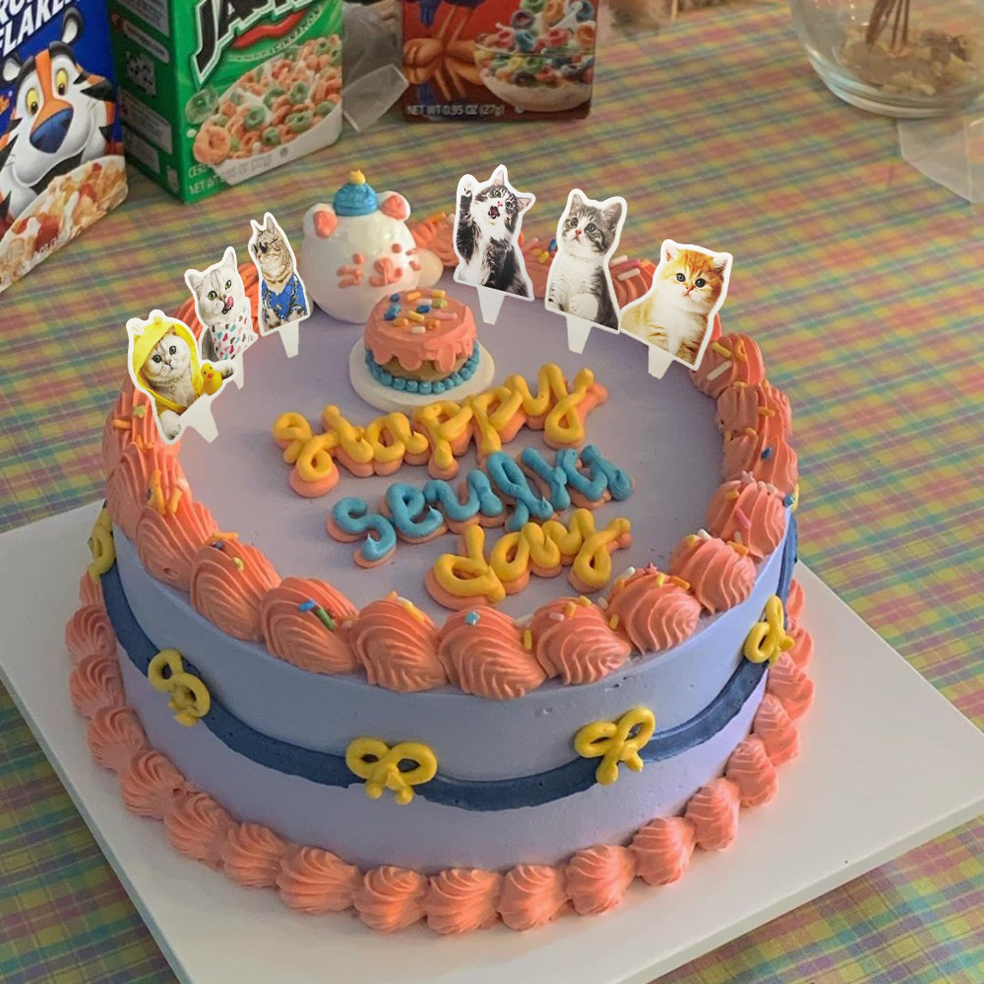 TSJ 24 PCS Cat Cupcake Toppers Kitten Cake Toppers Cupcake Decor for Cat Themed Birthday Party Baby Shower - Image 3