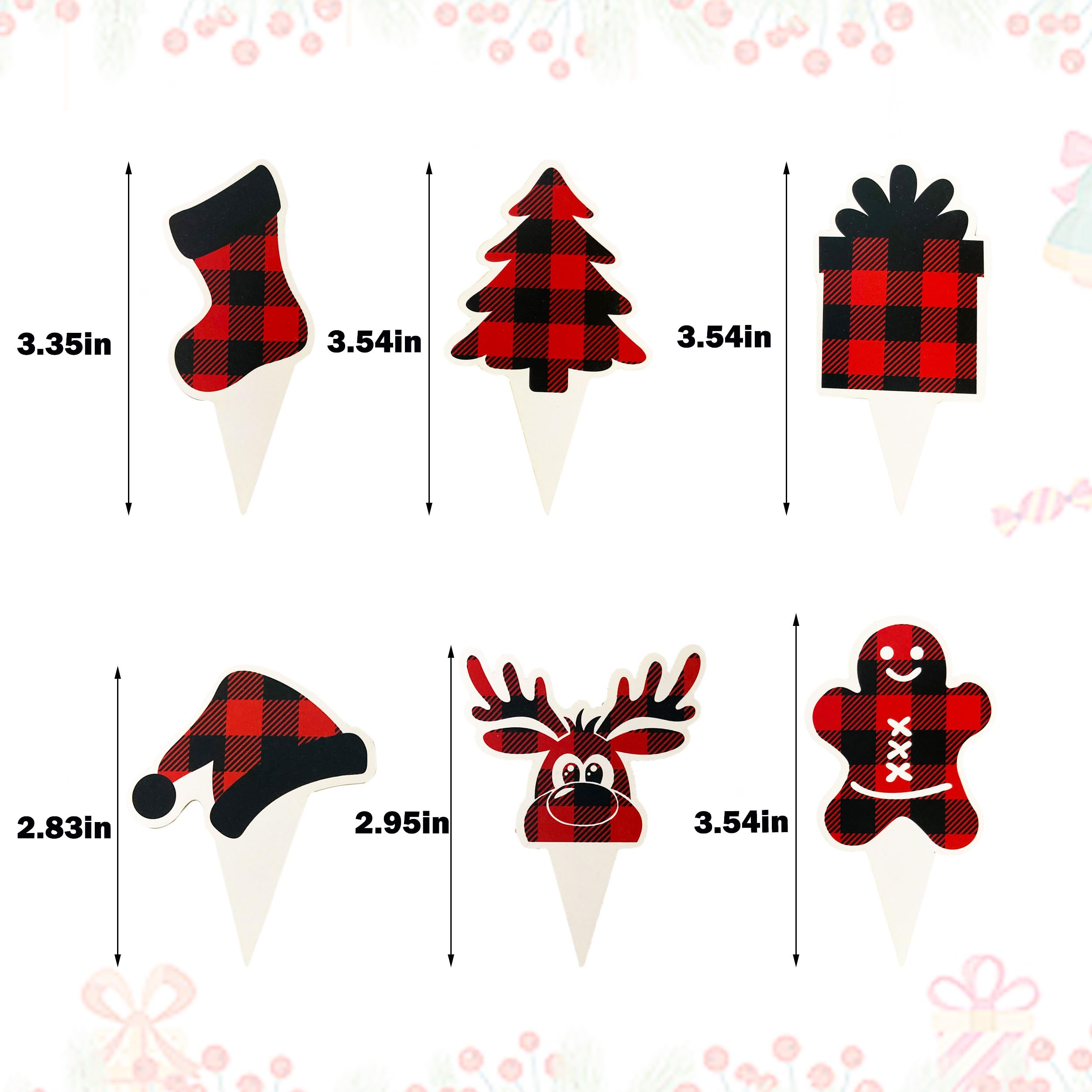 TSJ 24 PCS Christmas Cupcake Toppers Cake Decorations Xmas Cupcake Picks Christmas Party Decorations - Image 6
