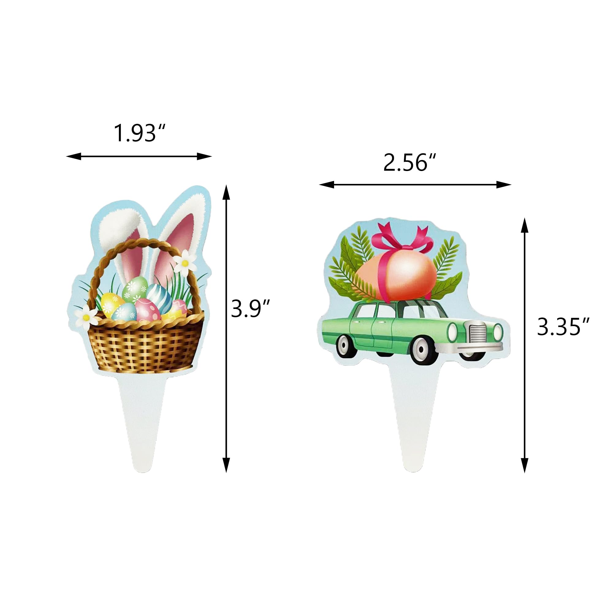 TSJ 24 PCS Easter Cupcake Toppers Bunny Ear Eggs Cupcake Decorations Rabbit Cake Toppers Cake Decor for Easter Theme Baby Shower Party Supplies - Image 4