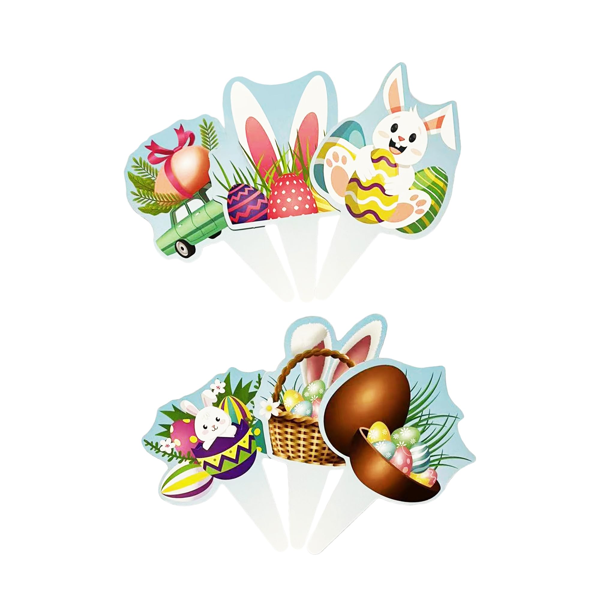 TSJ 24 PCS Easter Cupcake Toppers Bunny Ear Eggs Cupcake Decorations Rabbit Cake Toppers Cake Decor for Easter Theme Baby Shower Party Supplies - Image 5