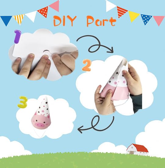 TSJ 24PCS Animal Themed Costume Hats Birthday Party Headband, Farm Cupcake Toppers for Farm Themed Party Favors - Image 7