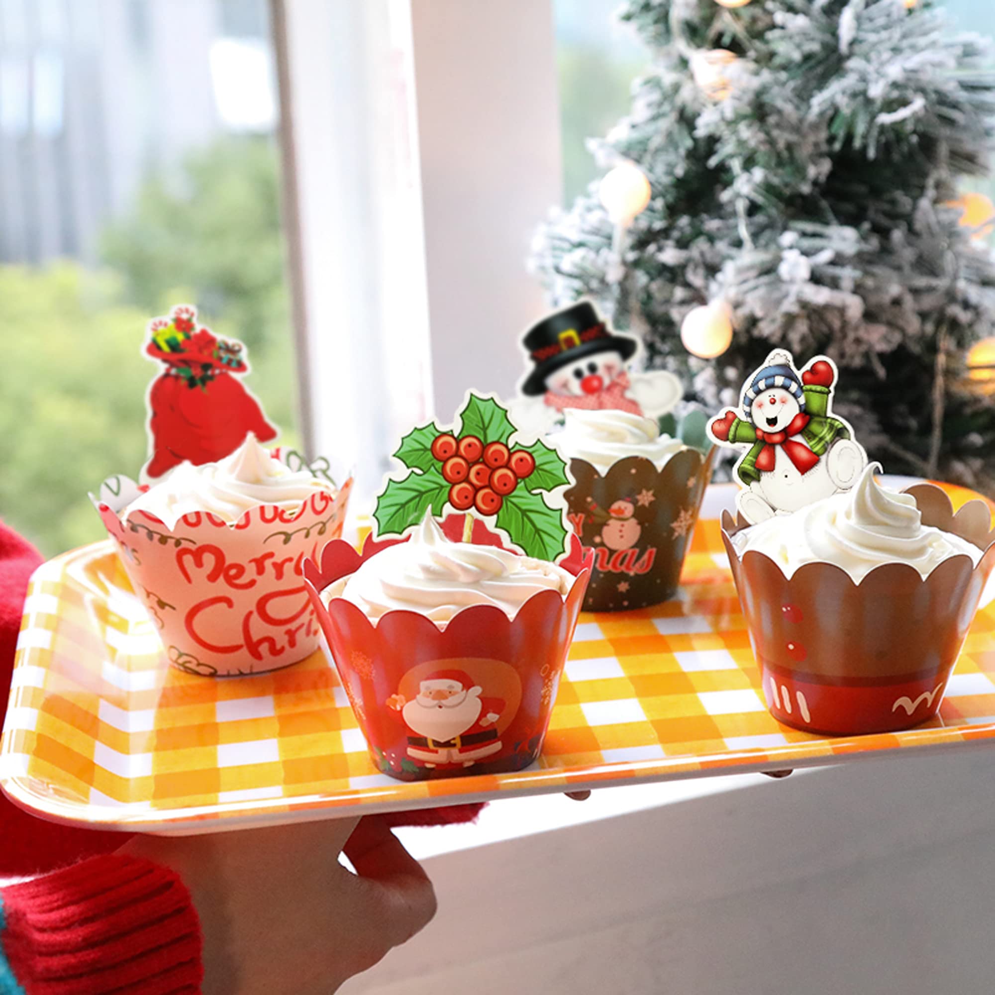 TSJ 24PCS Christmas Cupcake Toppers Picks Cake Dessert Decorations Stick Toothpicks Xmas Party Supplies - Image 3
