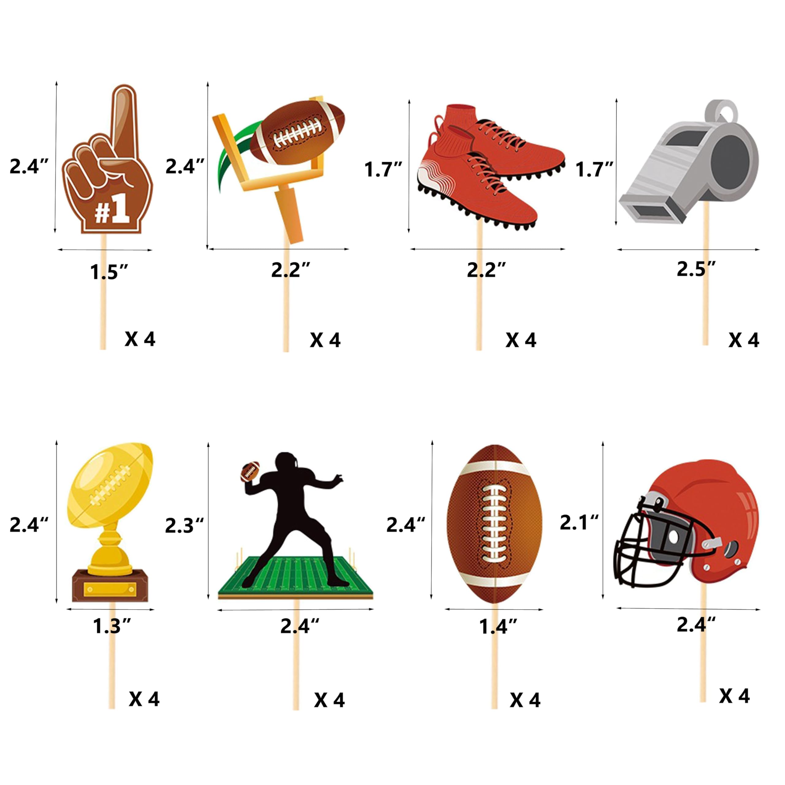 TSJ 32 PCS Football Cupcake Toppers Rugby Ball Sport Cupcake Picks American Football Sport Game Day Party Cake Decorations - Image 4