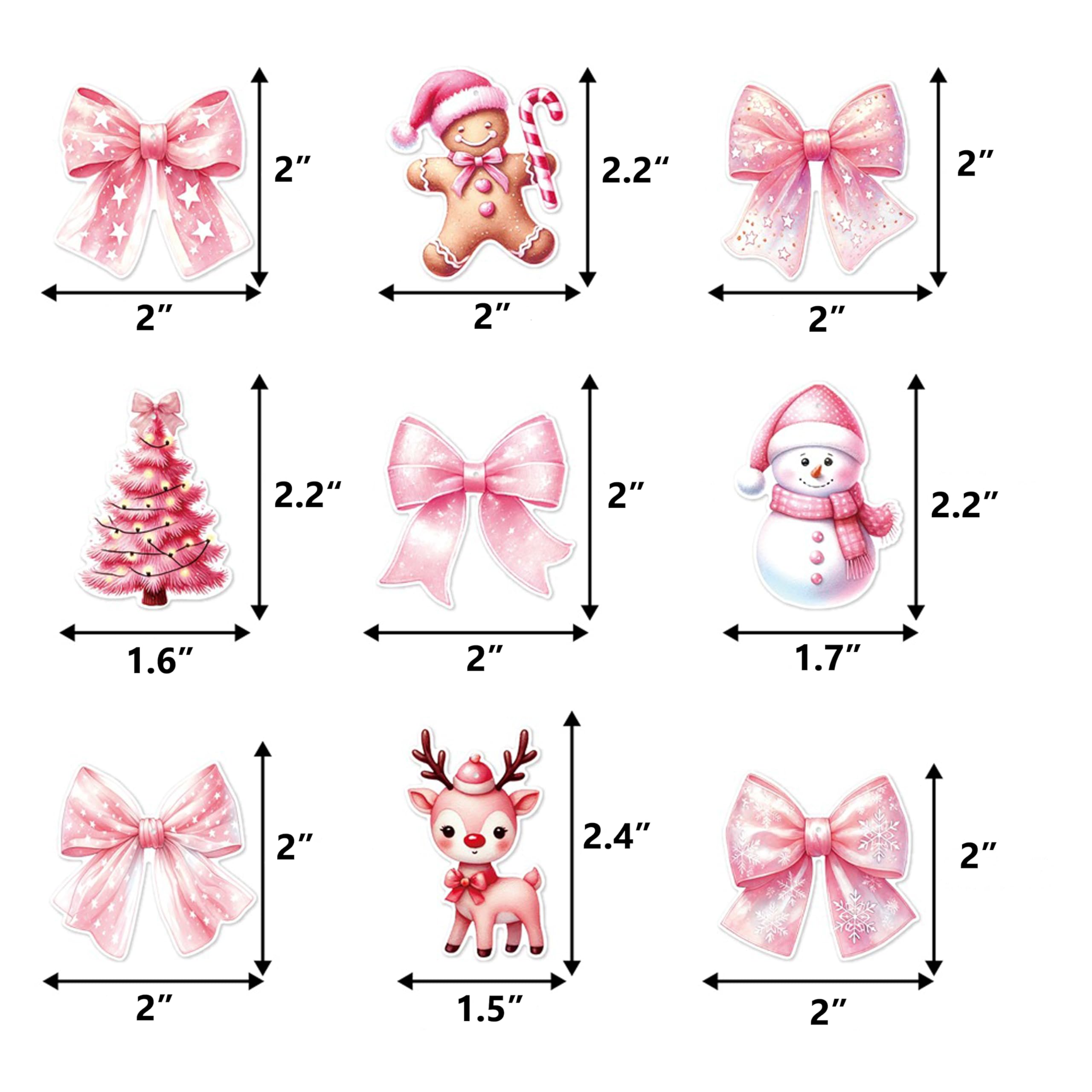 TSJ 36PCS Christmas Cupcake Toppers Pink Xmas Holiday Cupcake Picks Cake Decorations for Merry Christmas Party Supplies - Image 5