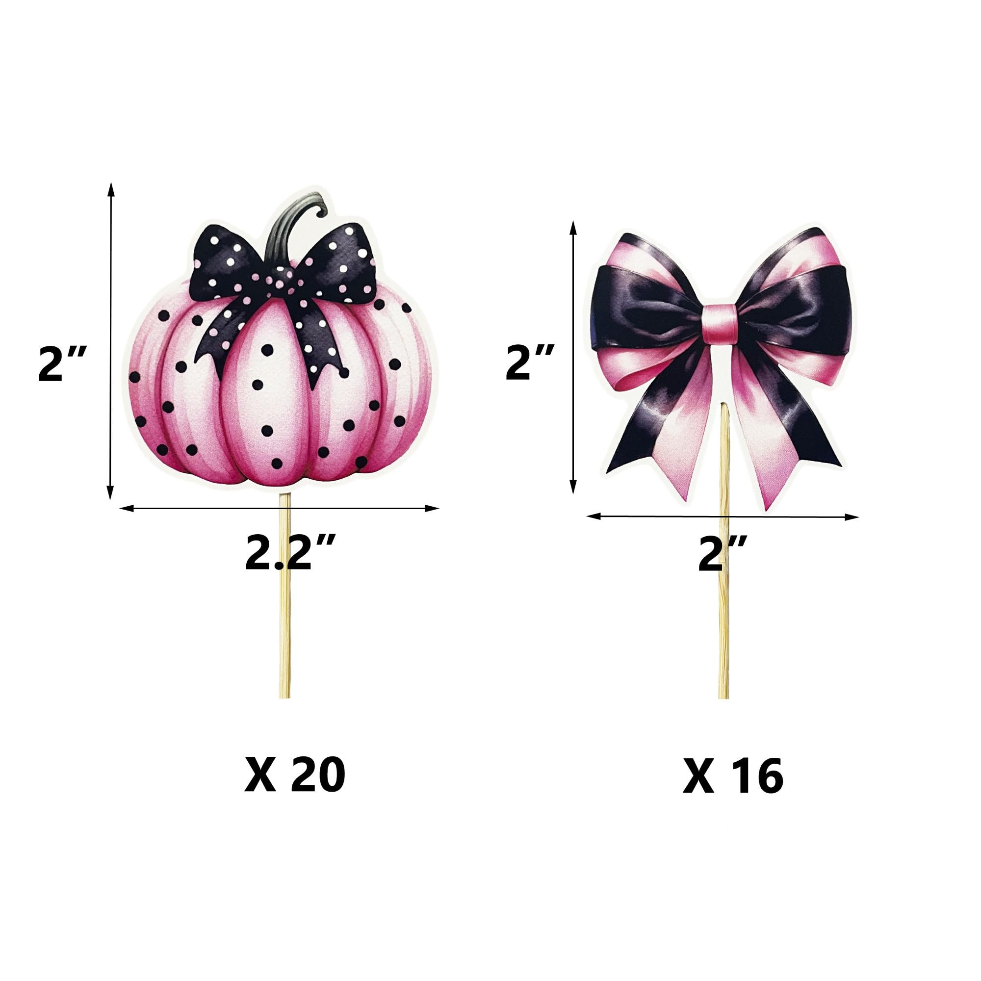 TSJ 36PCS Halloween Cupcake Toppers Pumpkin Cupcake Picks Black Bow Cake Decorations for Thanksgiving Halloween Baby Shower Party Supplies - Image 4