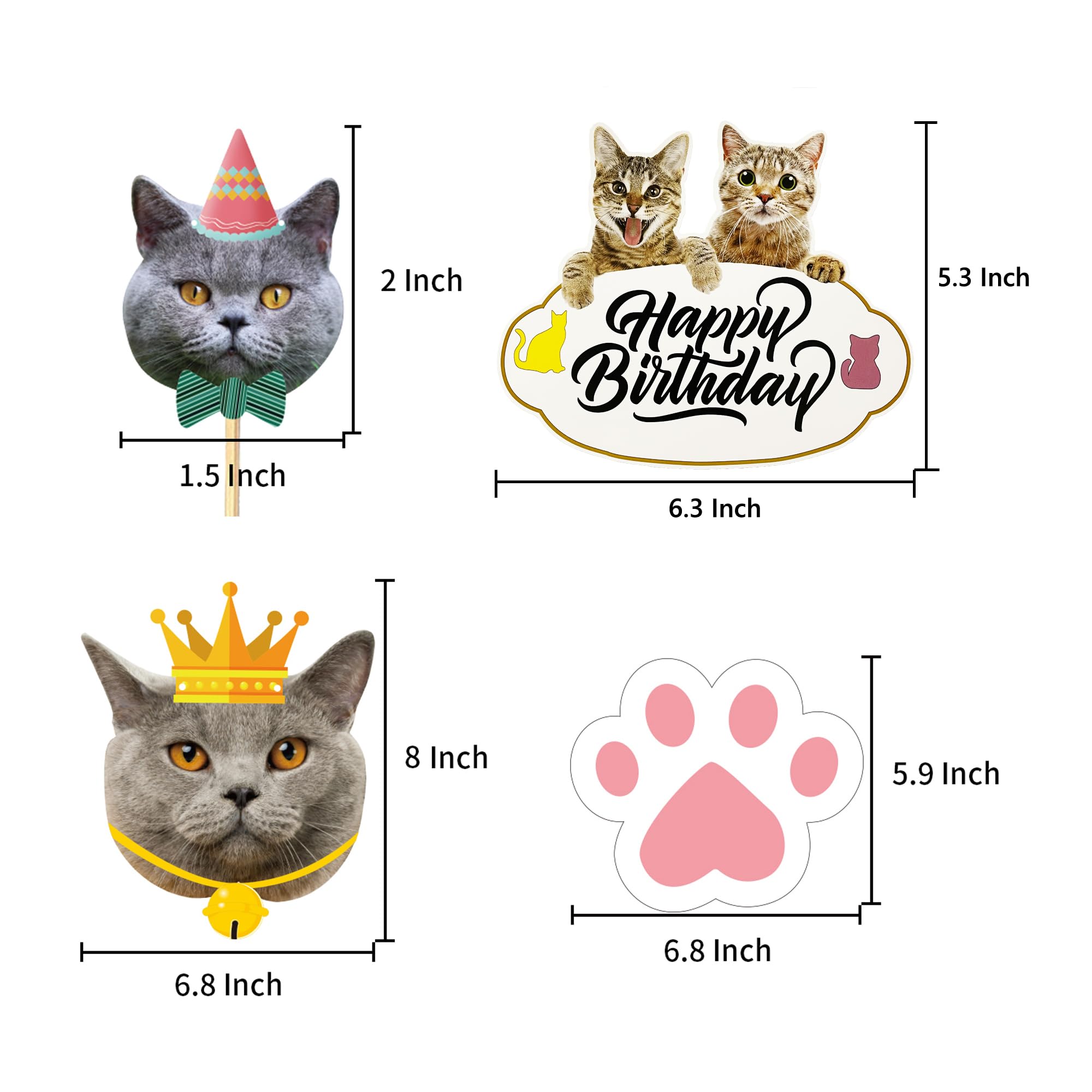TSJ 42 PCS Cat Birthday Party Decorations Cat Theme Party Supplies Kitten Party Favors Include Cat Cupcake Toppers Happy Birthday Banner Cat Balloons - Image 6