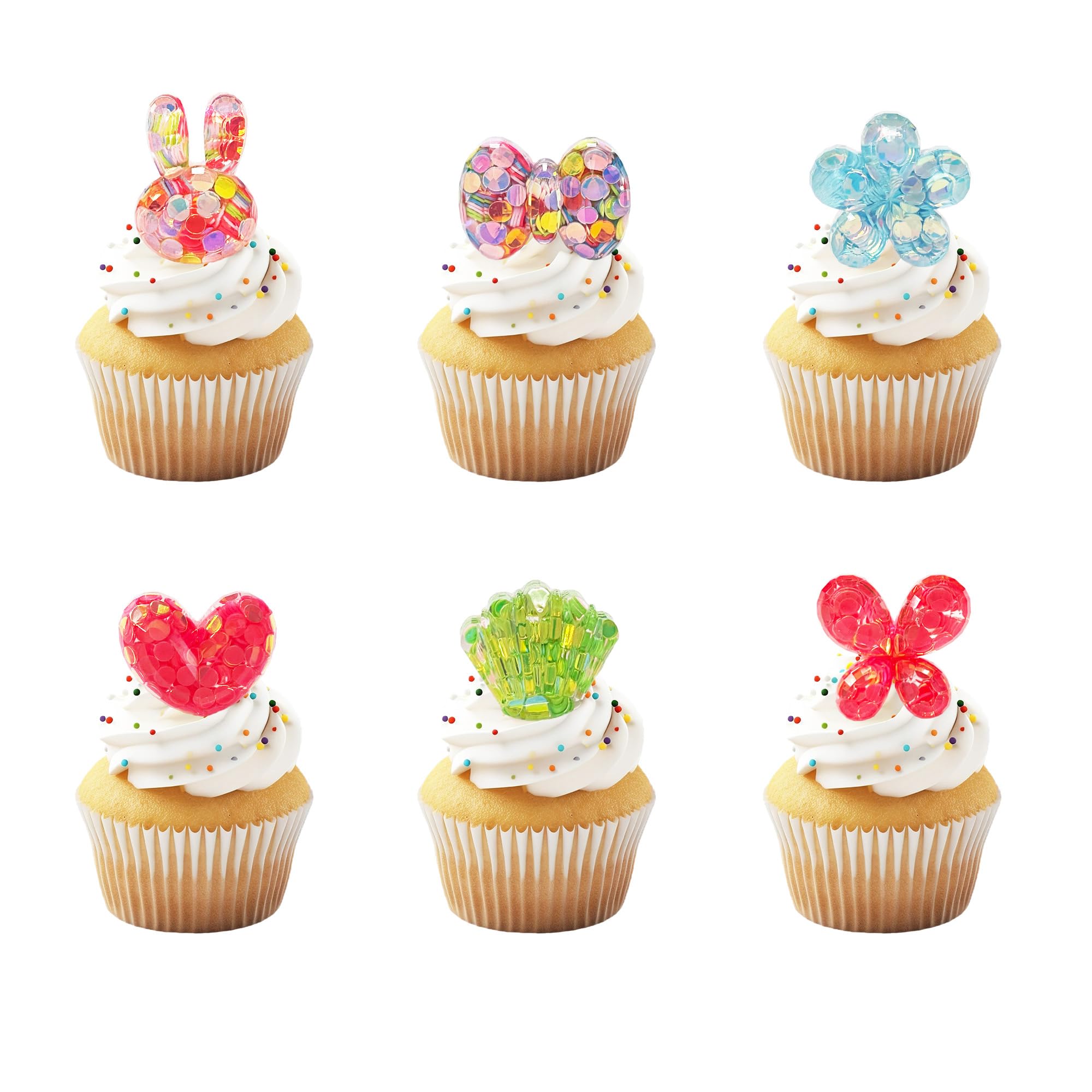 TSJ 50PCS Cupcake Topper Rings 3D Cake Decoration Toppers Plastic Colorful Rings Princess Dress Up Accessories for Party Favors - Image 4