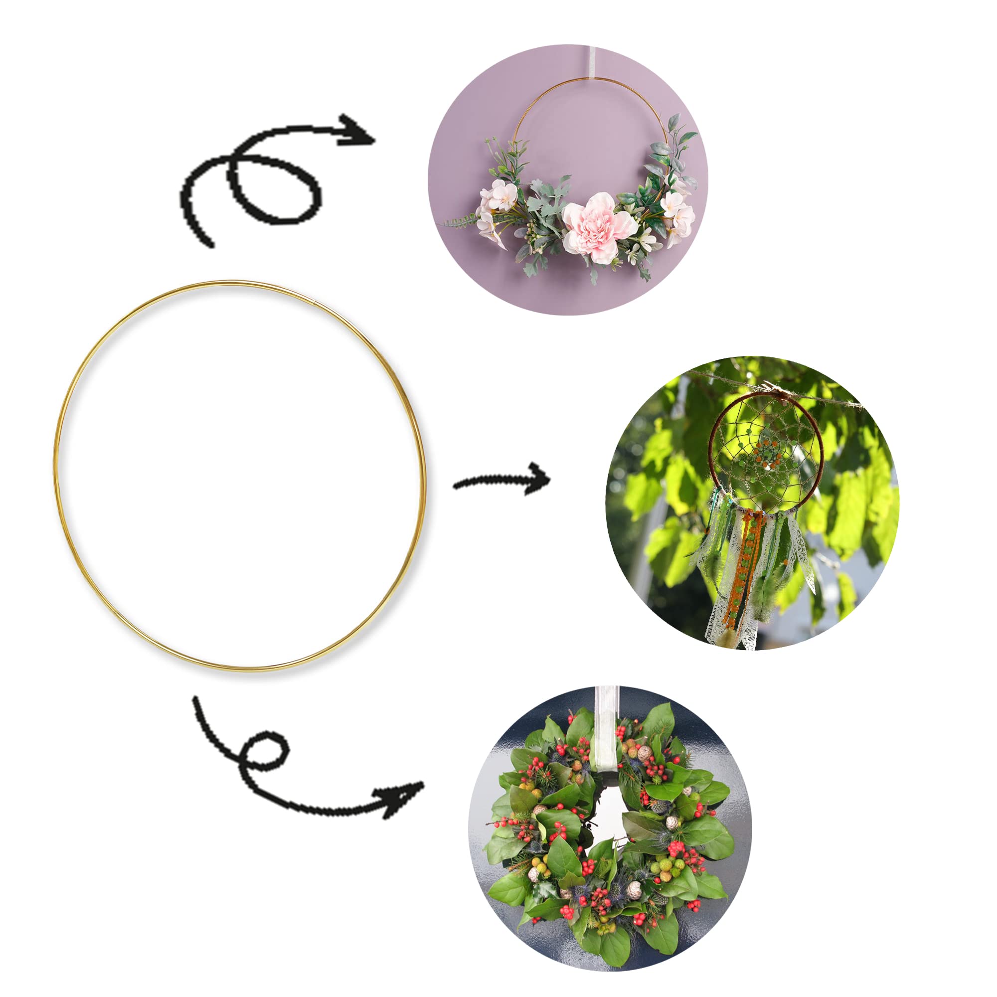 TSJ 8 PCS 10 Inch Gold Metal Hoop Rings for DIY Dream Catcher Rings Floral Wreath Crafts Macrame Hoops for Wedding Decor Baby Shower - Image 3