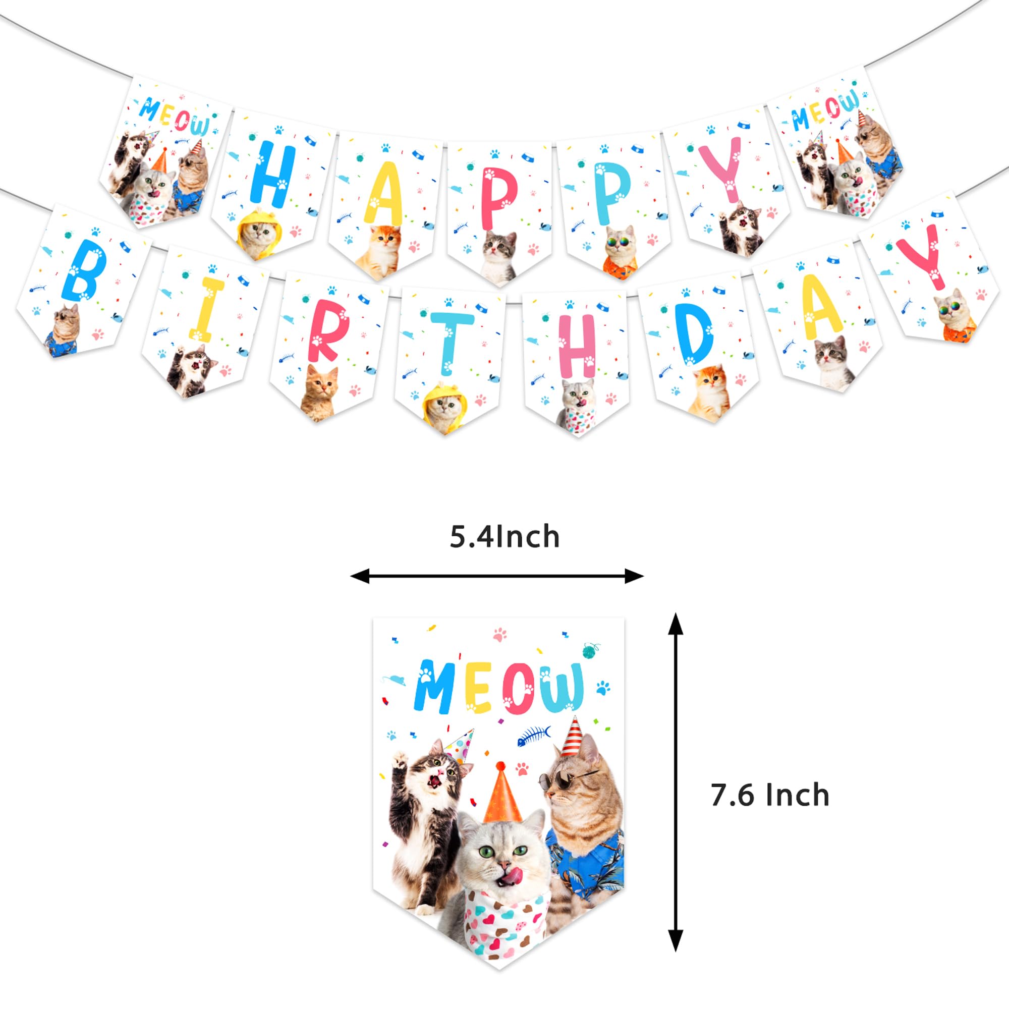 TSJ Cat Happy Birthday Banner Kitty Party Garland for Cat Theme Party Favors - Image 4