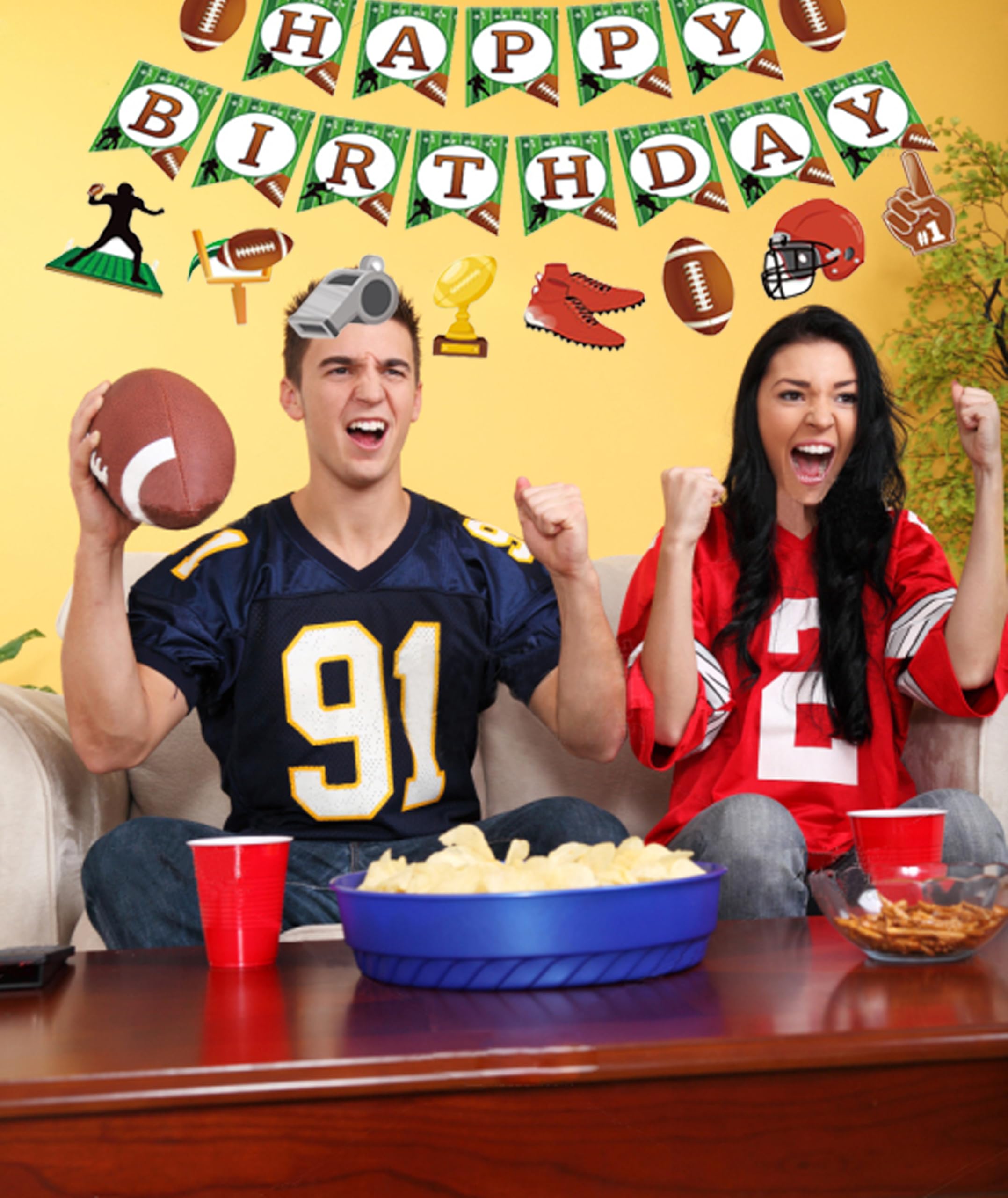TSJ Football Happy Birthday Banner Football Themed Party Banner Sport Themed Garland Birthday Party Decorations - Image 4