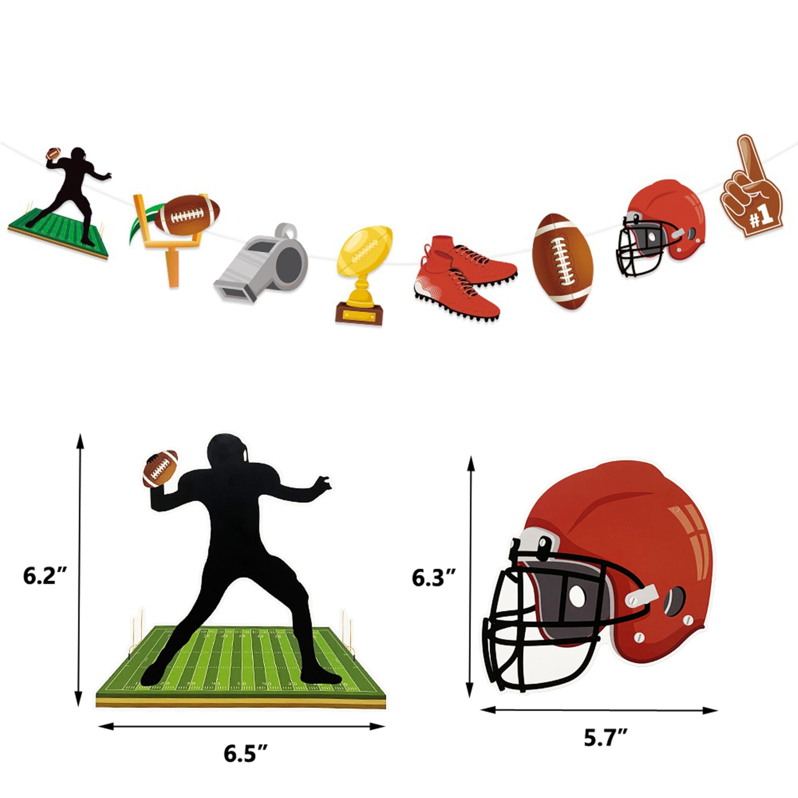 TSJ Football Happy Birthday Banner Football Themed Party Banner Sport Themed Garland Birthday Party Decorations - Image 6