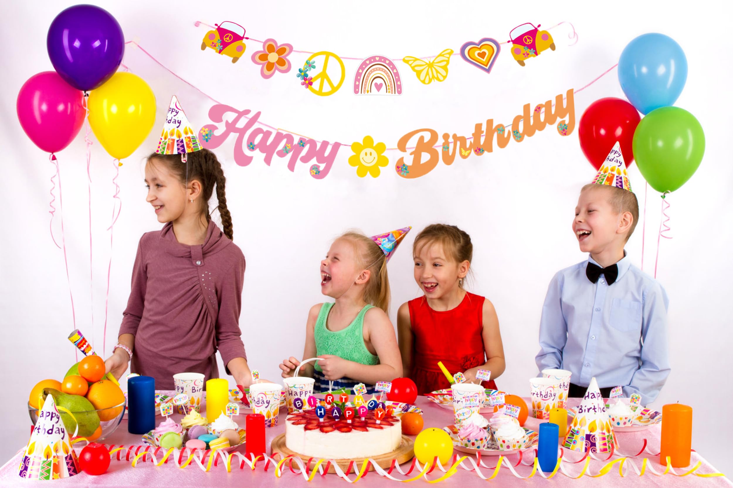 TSJ Groovy Party Banner Happy Birthday Garland Hippie Themed Party Decorations Baby Shower Birthday Party Supplies - Image 4