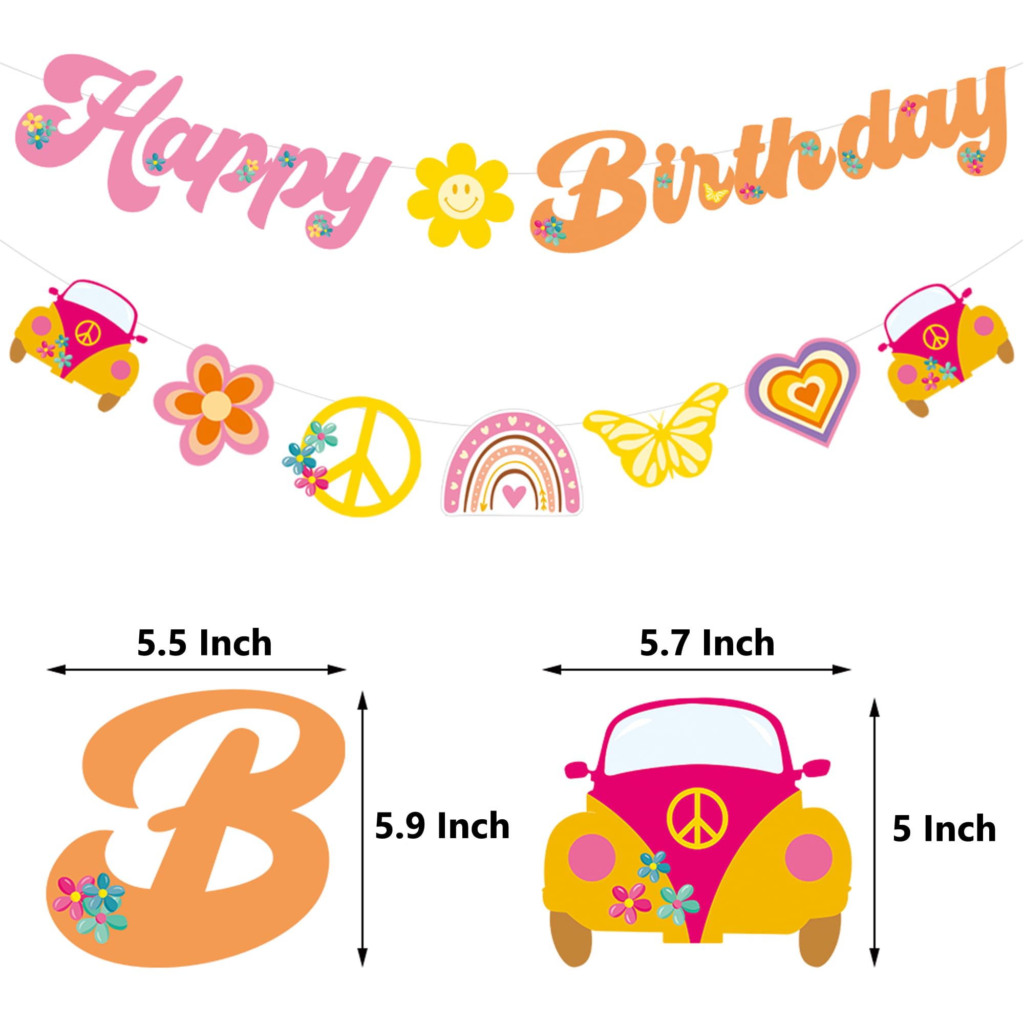 TSJ Groovy Party Banner Happy Birthday Garland Hippie Themed Party Decorations Baby Shower Birthday Party Supplies - Image 5