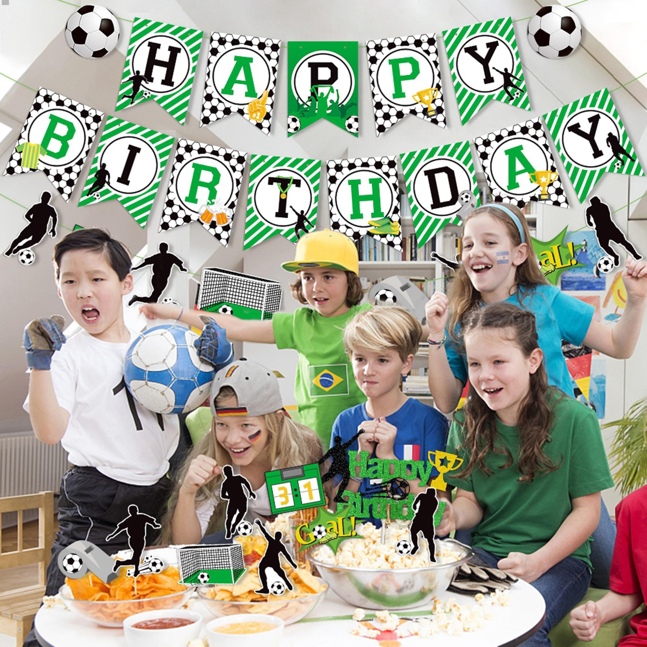 TSJ Soccer Happy Birthday Banner Soccer Hanging Banner Sport Themed Party Decoration - Image 4