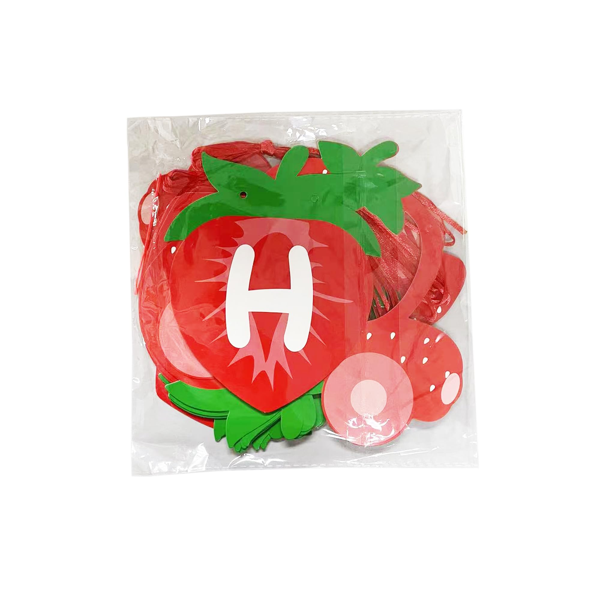 TSJ Strawberry Happy Birthday Banner Baby Shower Bunting Garland Berry Themed Birthday Decorations - Image 5